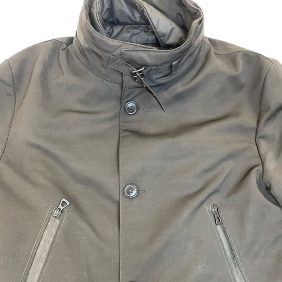 Eredi Pisanó Mens Black Button-Up Coat With Quilted Lining Zippered Pockets - Picture 6 of 11